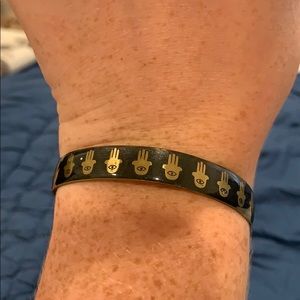 Gray and gold color hamsa bracelet